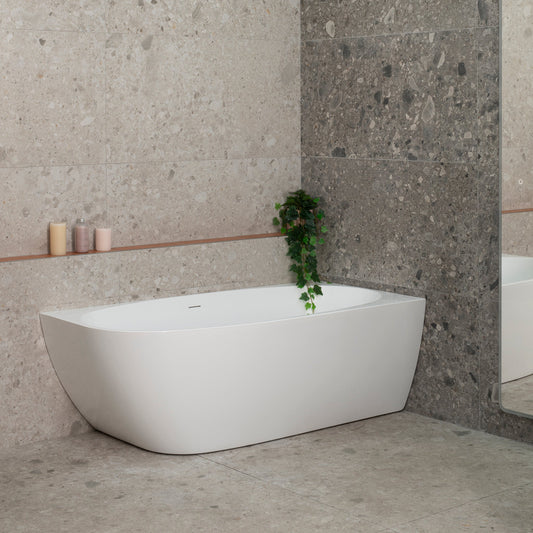 Byron Egg 1600mm Right Corner Freestanding Bath, Gloss White