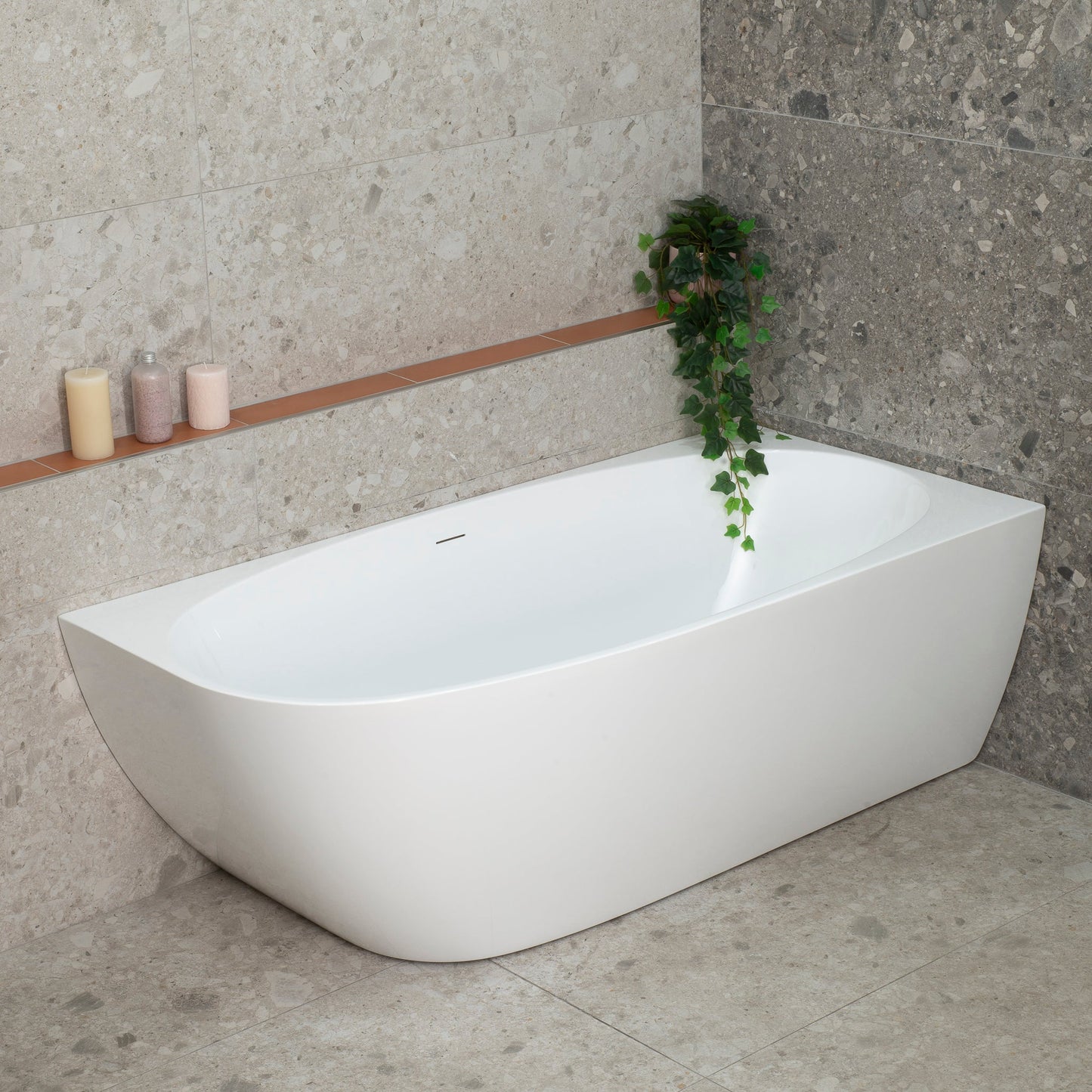 Byron Egg 1600mm Right Corner Freestanding Bath, Gloss White