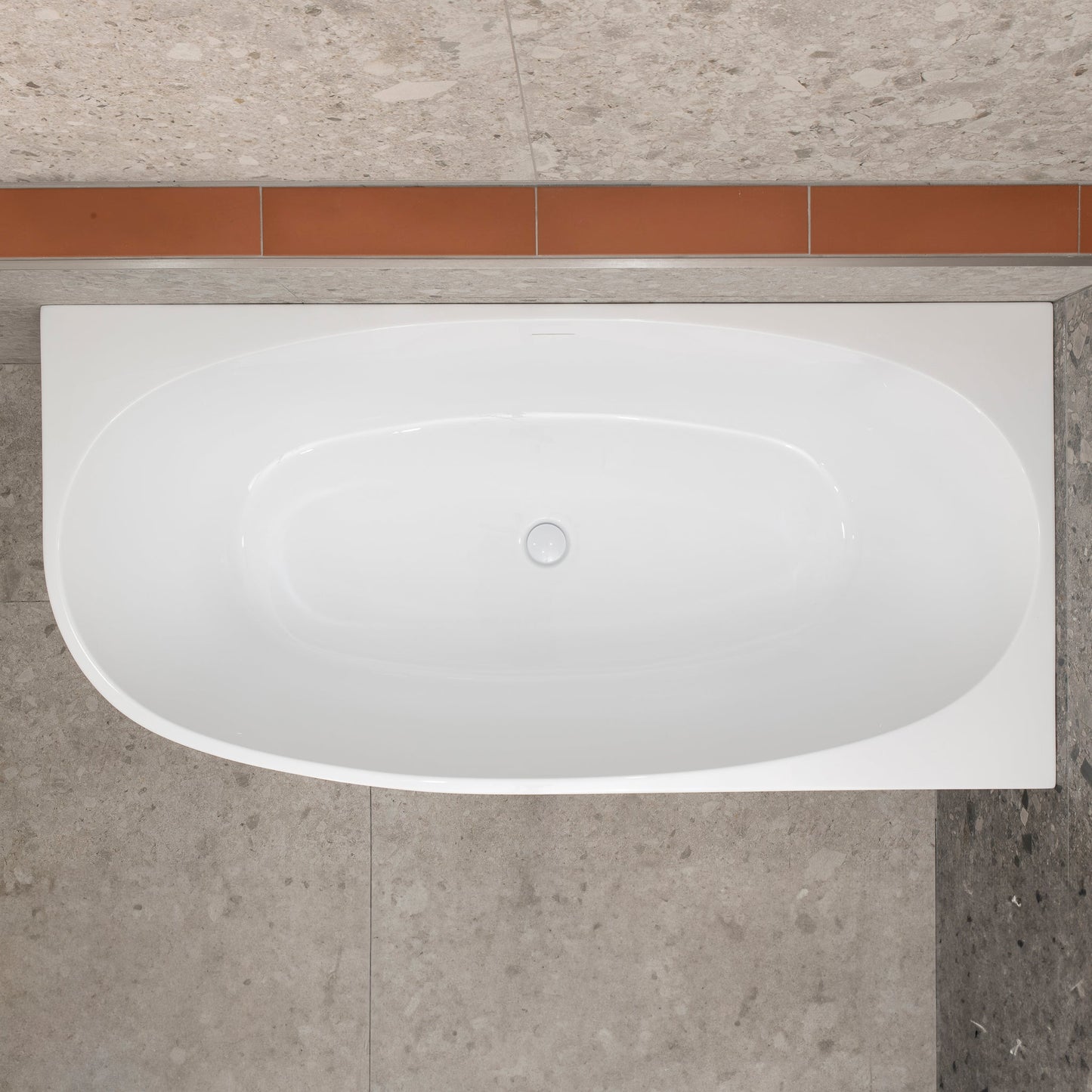 Byron Egg 1600mm Right Corner Freestanding Bath, Gloss White