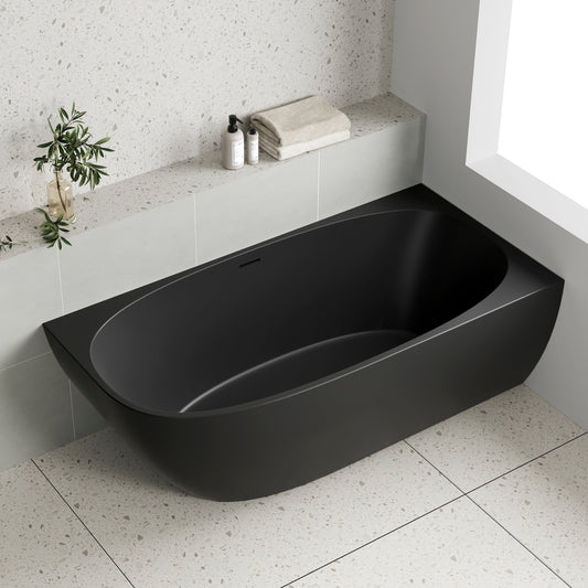 Byron Egg 1600mm Right Corner Freestanding Bath, Matte Black