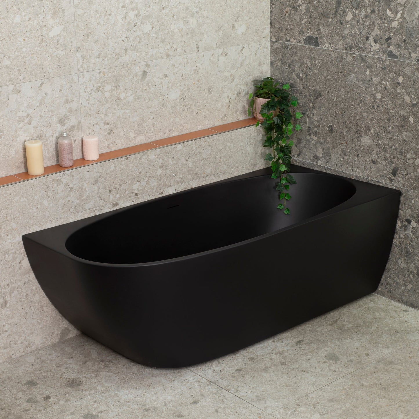 Byron Egg 1600mm Right Corner Freestanding Bath, Matte Black