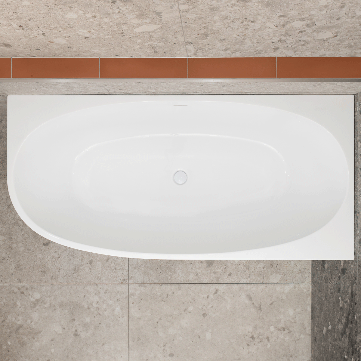 Byron Egg 1700mm Right Corner Freestanding Bath, Gloss White