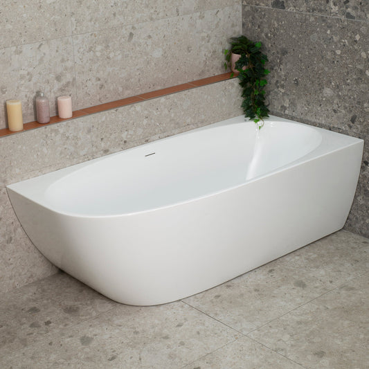 Byron Egg 1700mm Right Corner Freestanding Bath, Gloss White