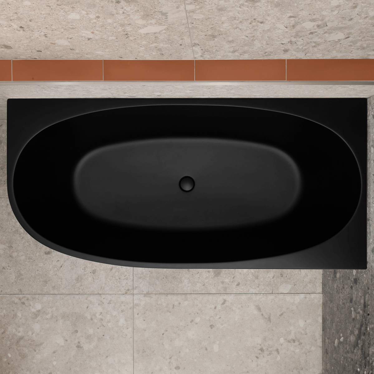 Byron Egg 1700mm Right Corner Freestanding Bath, Matte Black