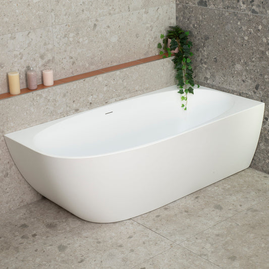 Byron Egg 1700mm Right Corner Freestanding Bath, Matte White