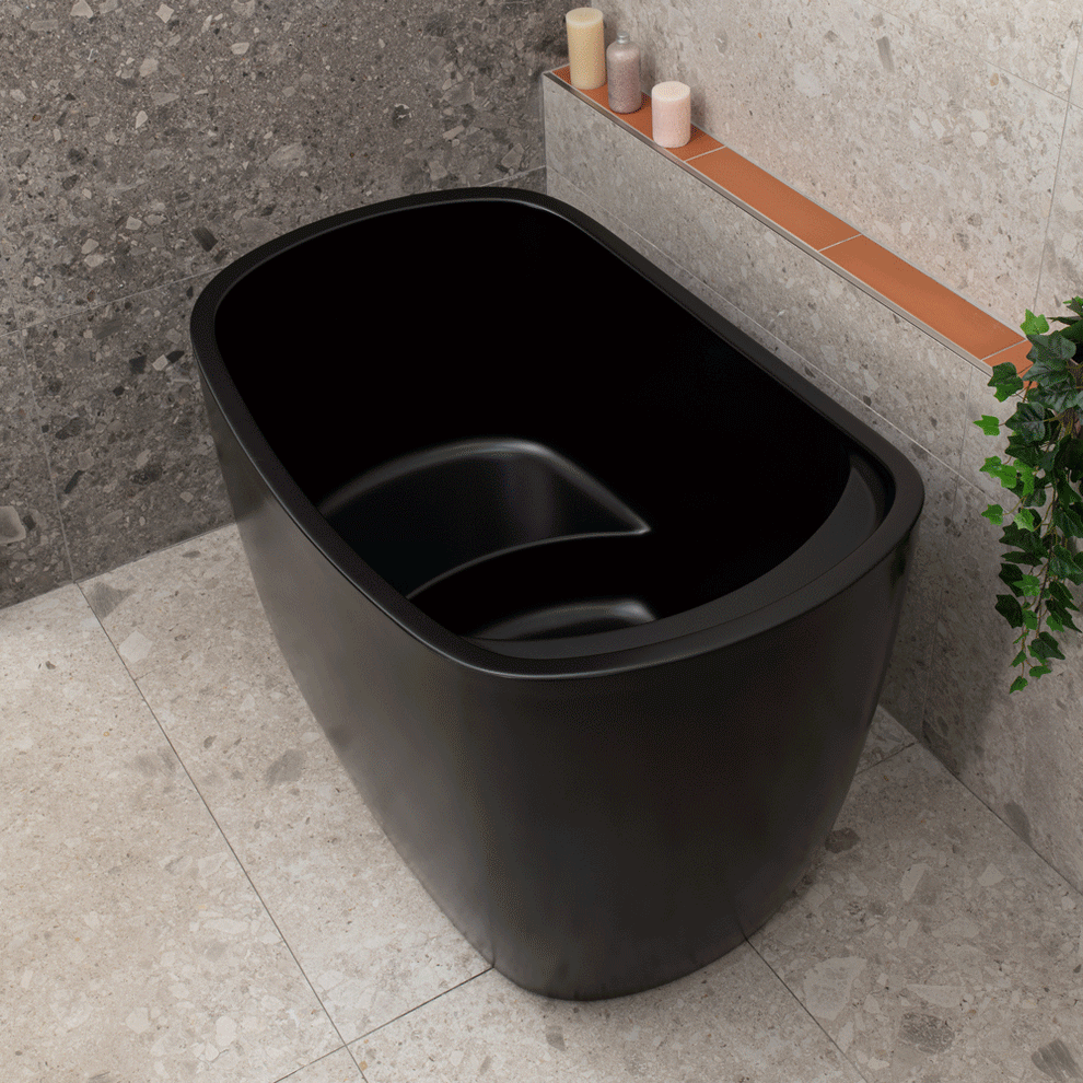 Ofuro 1200mm Extra Height Japanese Soaking Freestanding Bath with Seat ...
