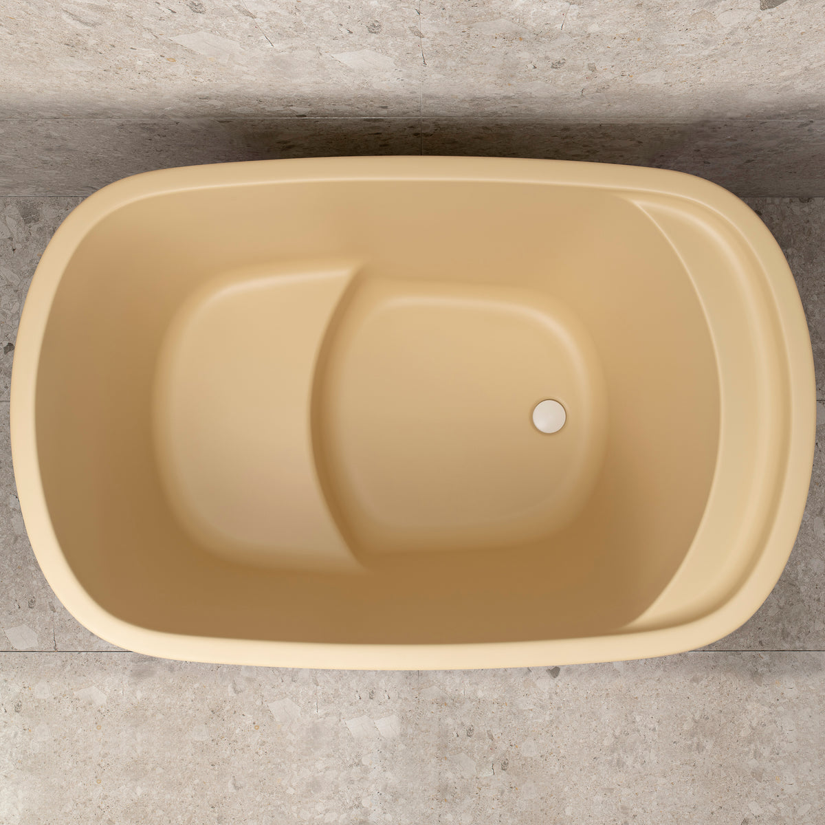 Ofuro 1200mm Extra Height Japanese Soaking Freestanding Bath with Seat, Matte Vanilla Beige - SPECIAL EDITION