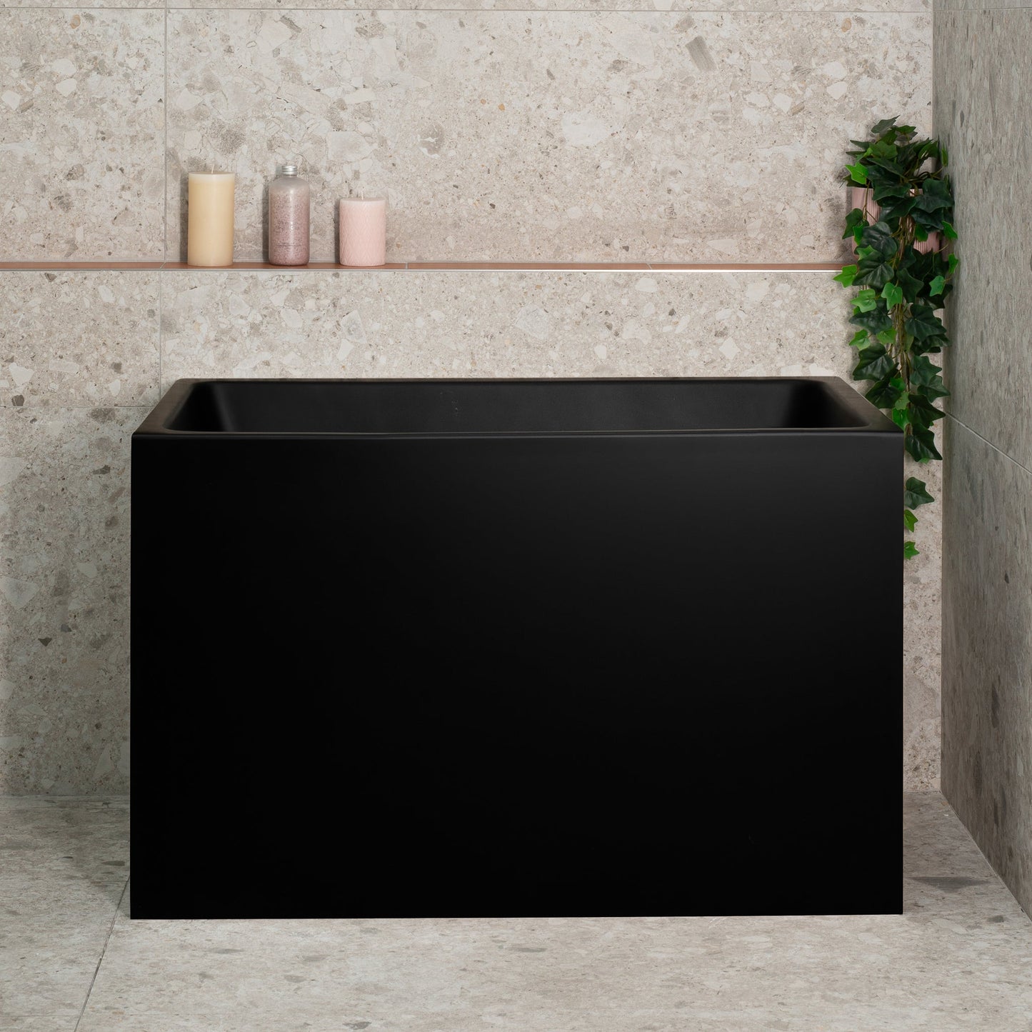 Cubix Extra Height 1000mm Japanese Soaking Bathtub, Matte Black