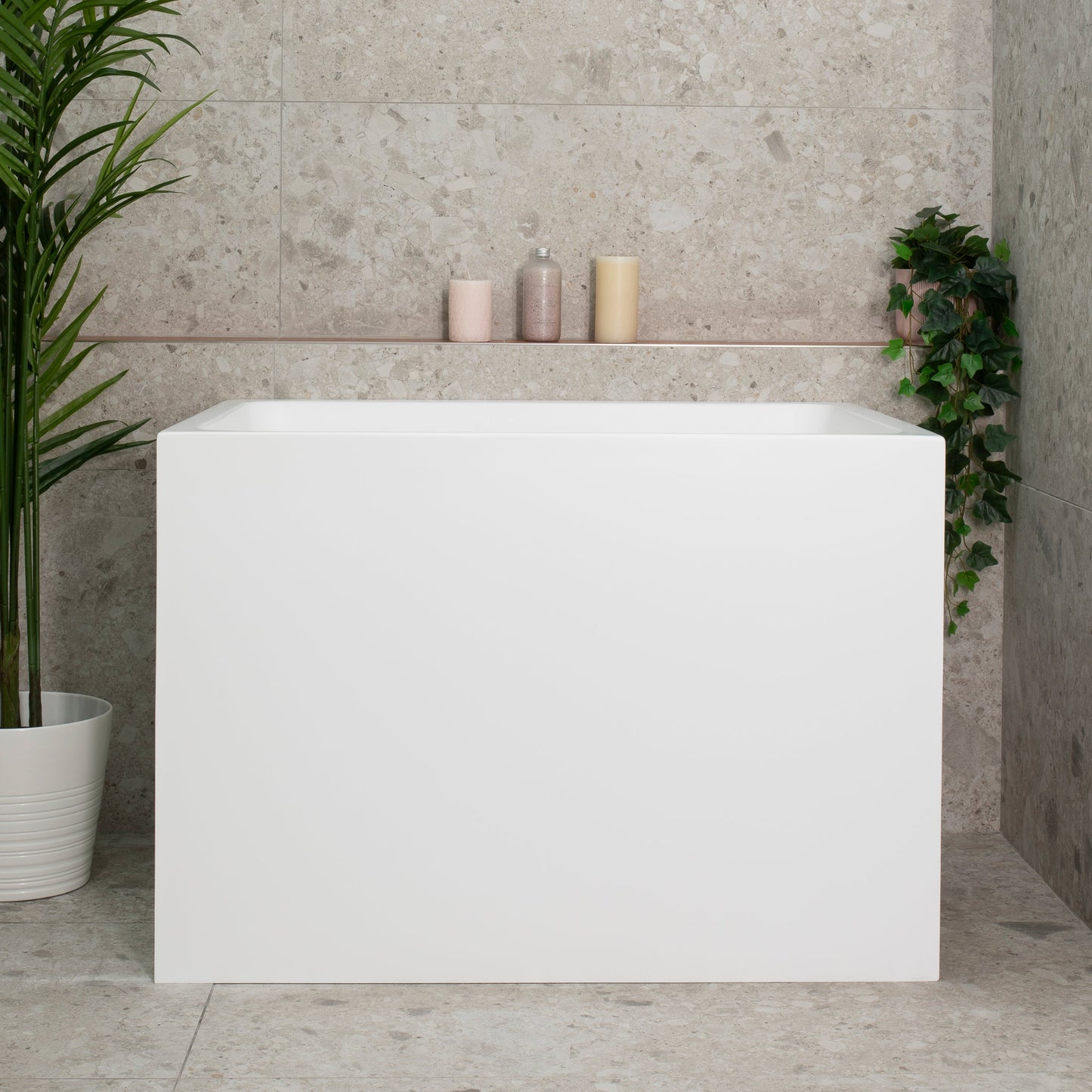 Hicube Multifit 1000mm Japanese Freestanding Bathtub with Seat, Matte White