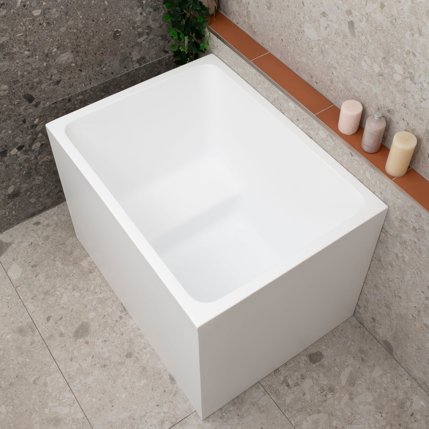 Hicube Multifit 1000mm Japanese Freestanding Bathtub with Seat, Matte White
