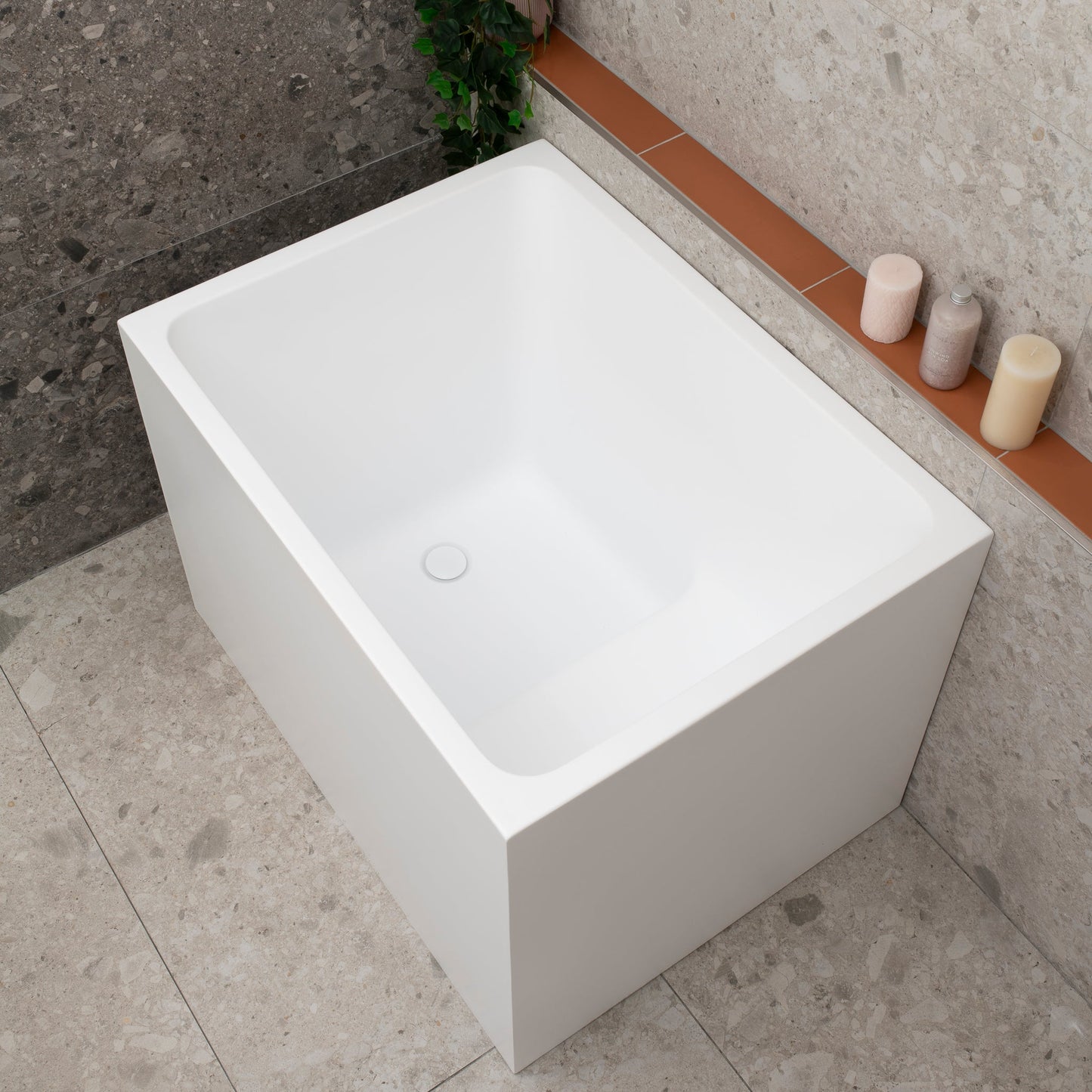 Hicube Multifit 1000mm Japanese Freestanding Bathtub with Seat, Matte White