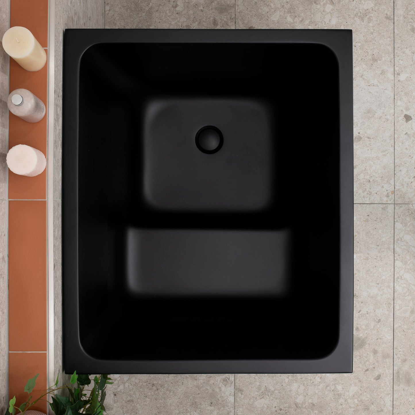 Hicube Multifit 900mm Japanese Freestanding Bathtub with Seat, Matte Black