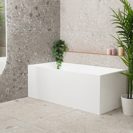 Cubix Square 1600mm Multifit Freestanding Bath, Gloss White
