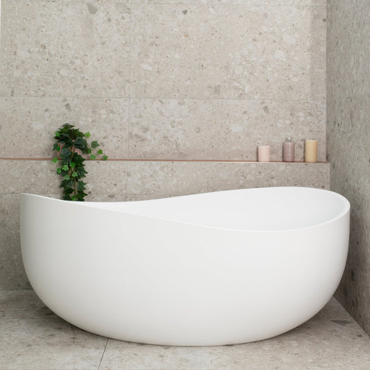 Wave Oval 1600mm Wide Freestanding Bath, Gloss White