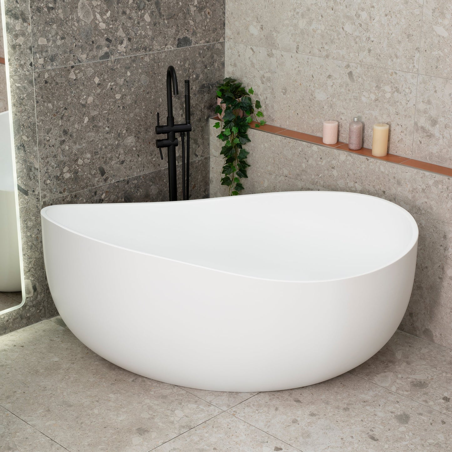 Wave Oval 1600mm Wide Freestanding Bath, Gloss White