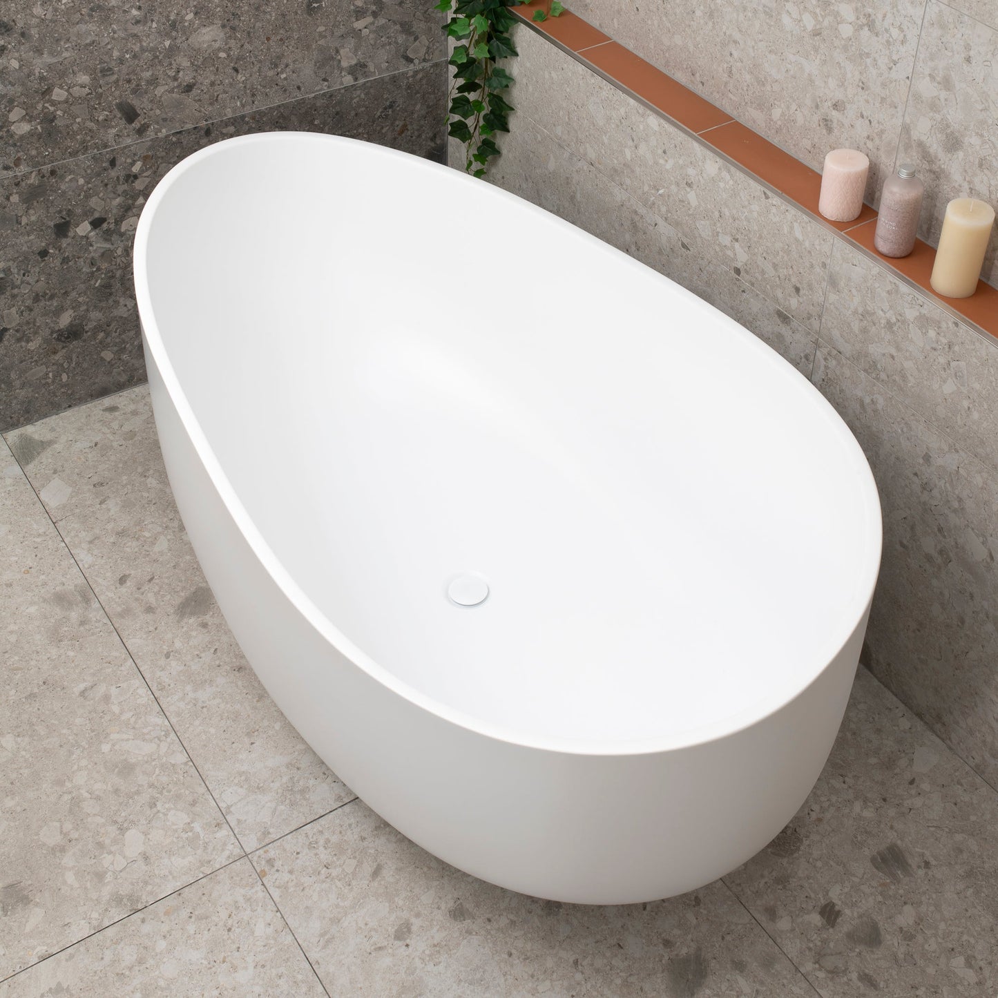 Wave Oval 1600mm Wide Freestanding Bath, Gloss White