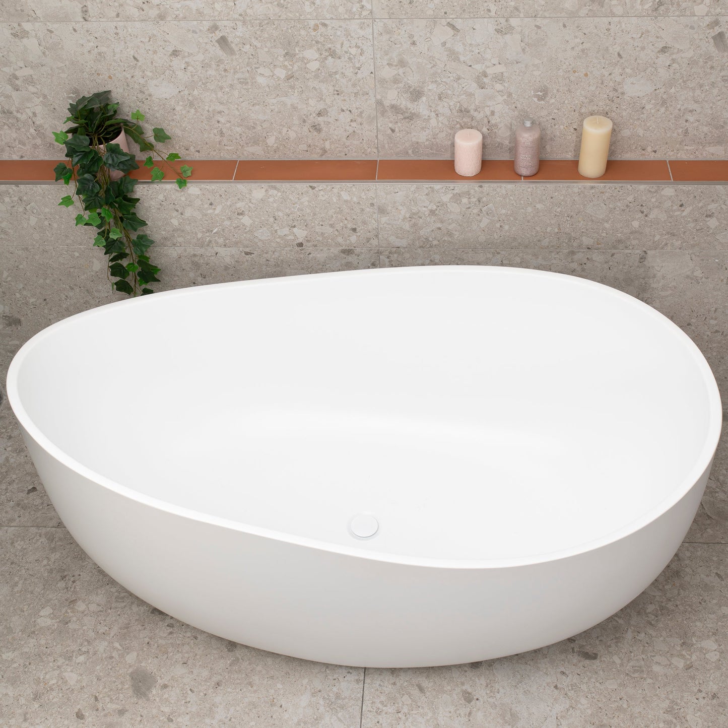 Wave Oval 1600mm Wide Freestanding Bath, Gloss White