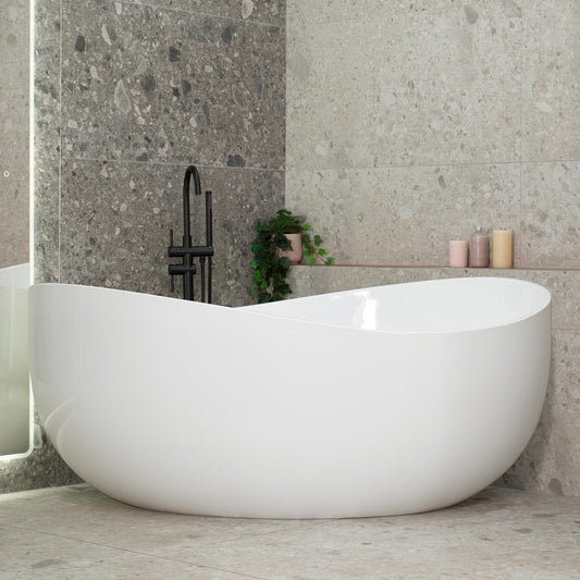 Wave Oval 1800mm Wide Freestanding Bath, Gloss White