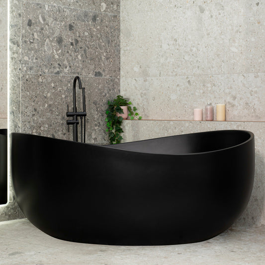 Wave Oval 1800mm Wide Freestanding Bath, Matte Black
