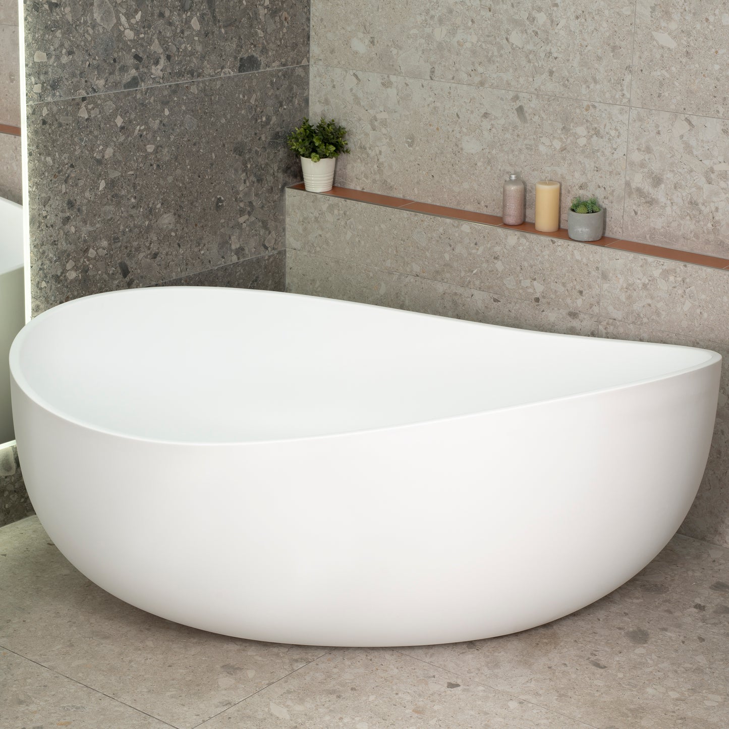 Wave Oval 1800mm Wide Freestanding Bath, Matte White