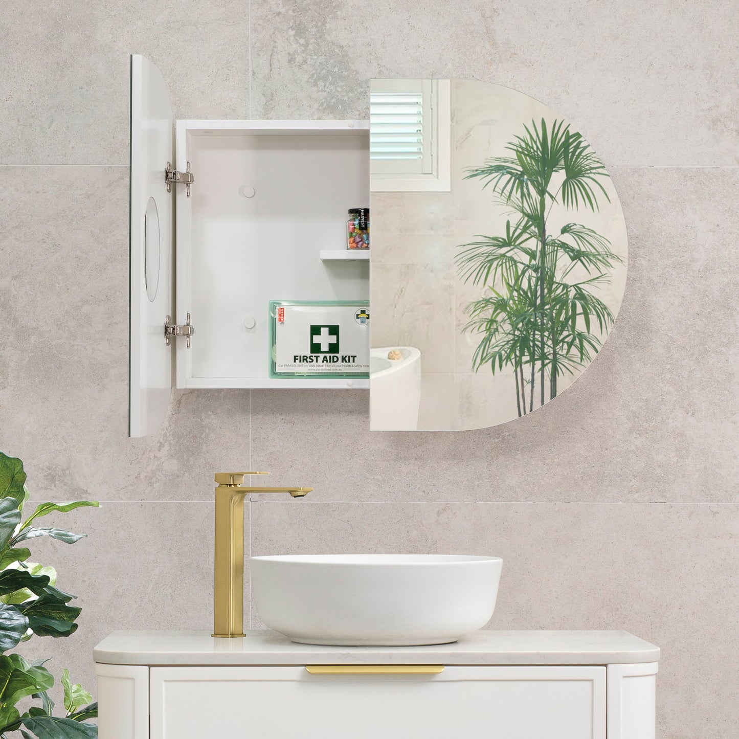 Pill Oval 900mm x 600mm Mirrored Shaving Cabinet, Matte White