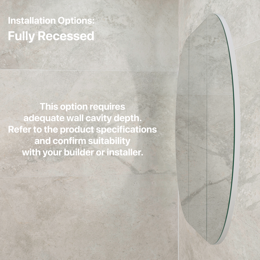 Pill Oval 1200mm x 750mm Mirrored Shaving Cabinet, Matte White