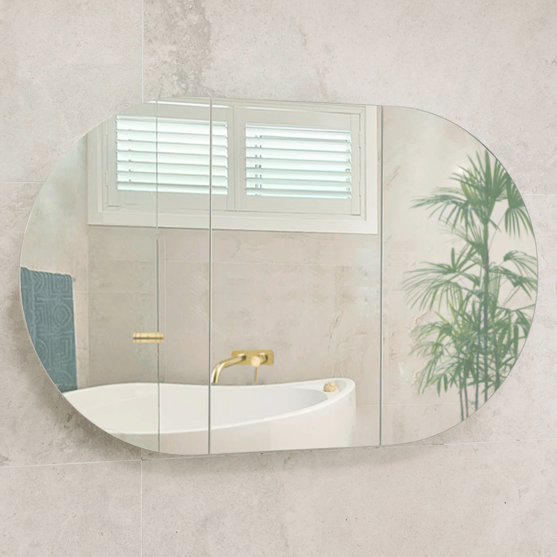 Pill Oval 1200mm x 750mm Mirrored Shaving Cabinet, Matte White