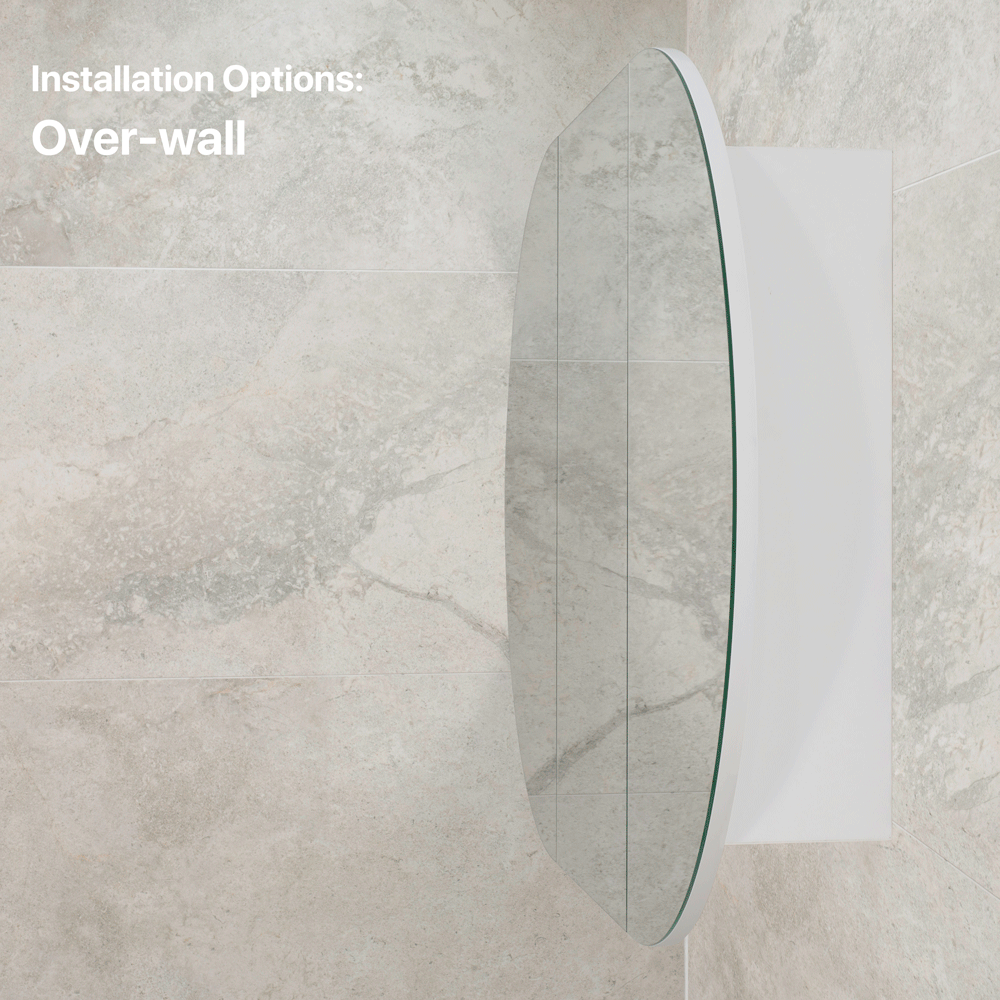 Pill Oval 1200mm x 750mm Mirrored Shaving Cabinet, Matte White