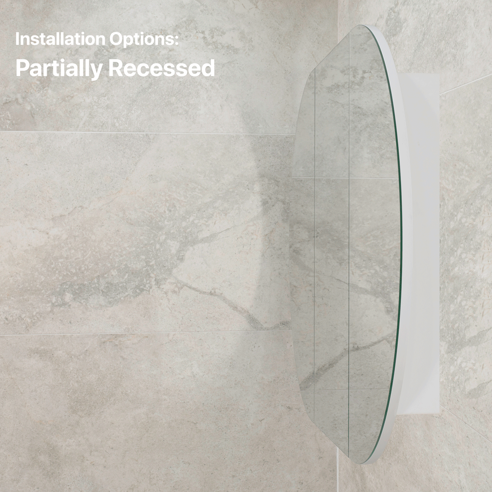 Pill Oval 1200mm x 750mm Mirrored Shaving Cabinet, Matte White