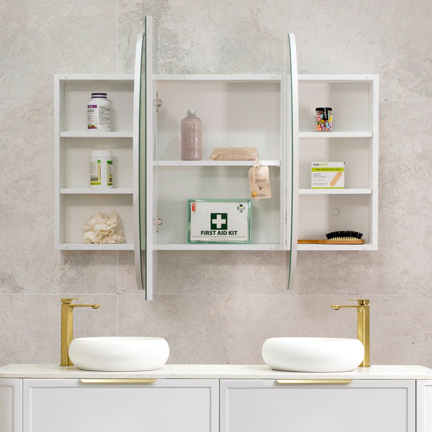 Pill Oval 1200mm x 750mm Mirrored Shaving Cabinet, Matte White