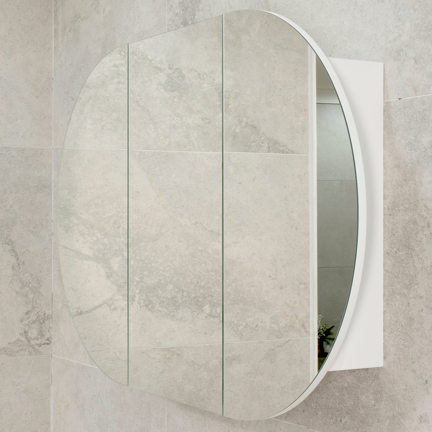 Pill Oval 1200mm x 750mm Mirrored Shaving Cabinet, Matte White
