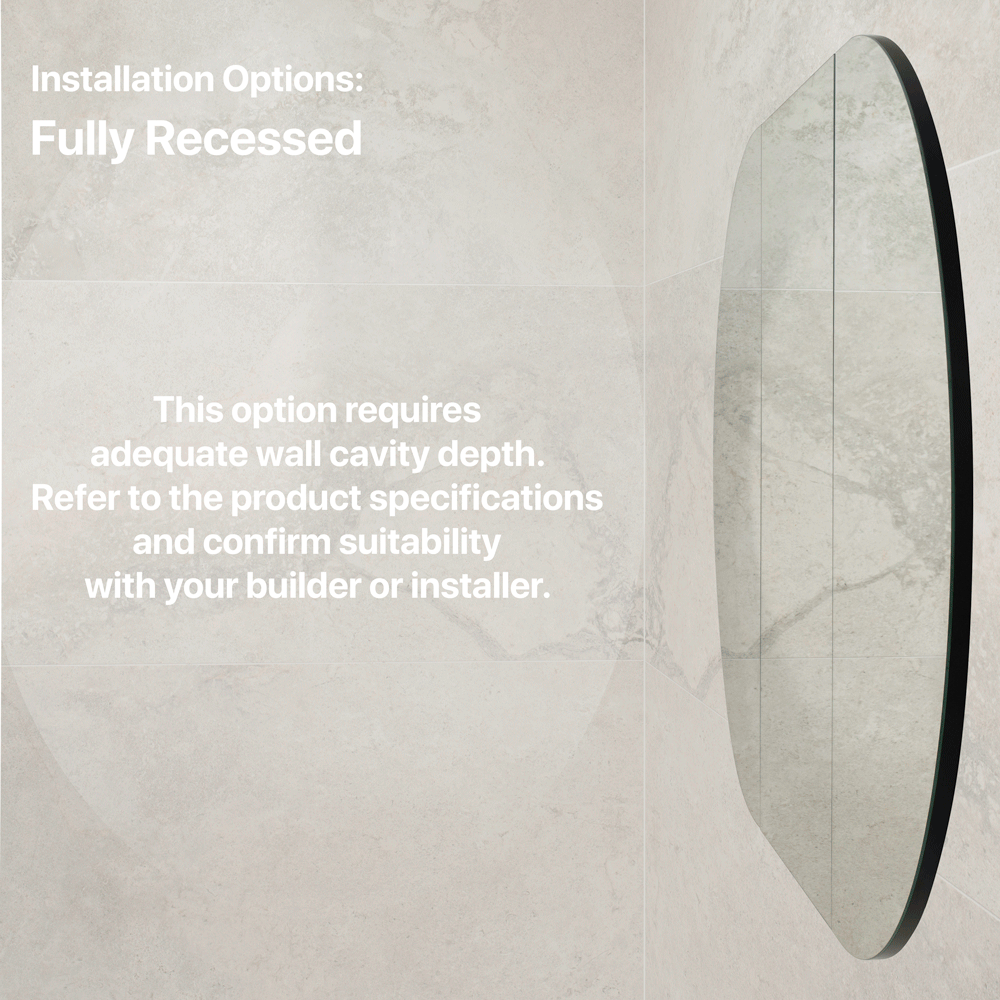 Pill Oval 1500mm x 900mm Mirrored Shaving Cabinet, Matte Black