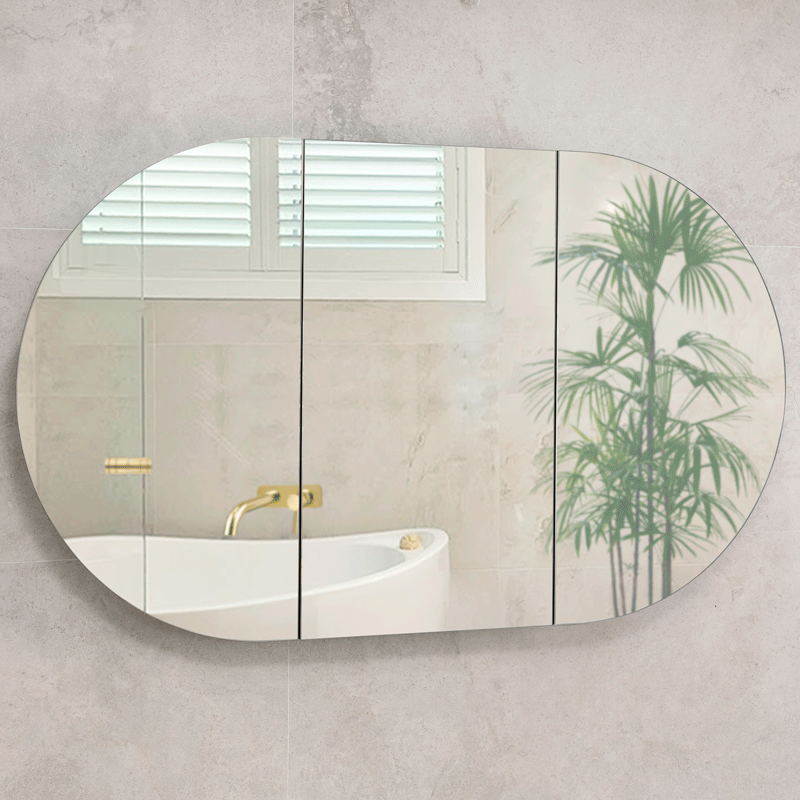 Pill Oval 1500mm x 900mm Mirrored Shaving Cabinet, Matte Black