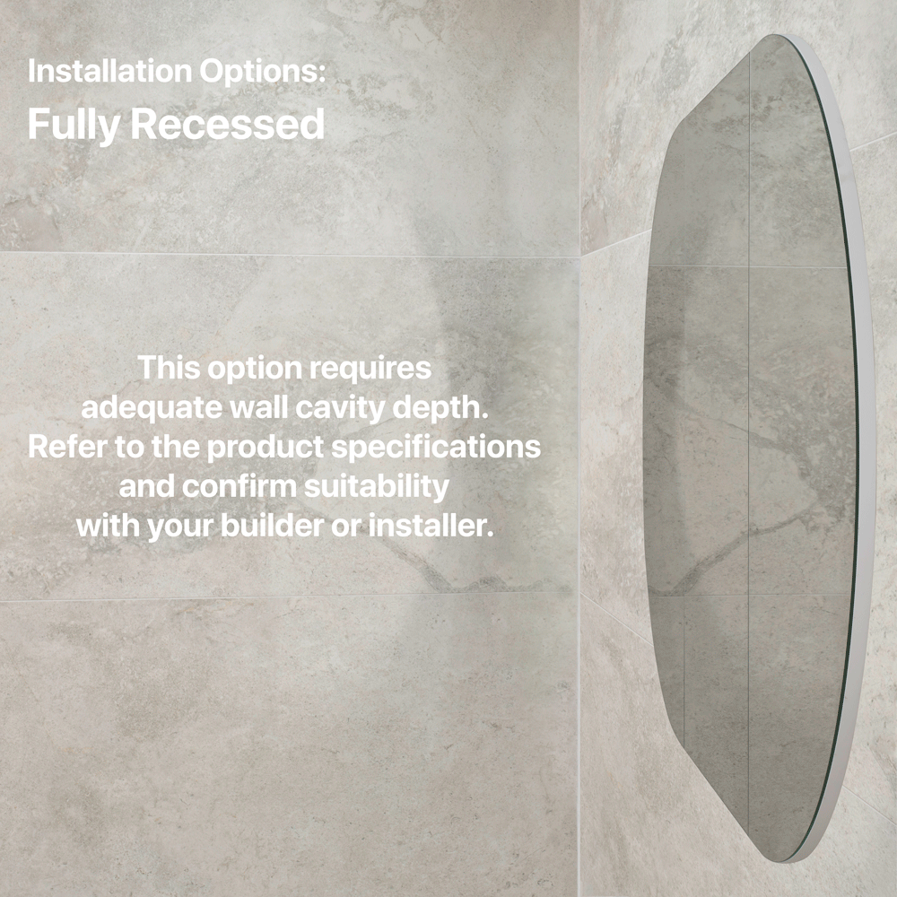 Pill Oval 1500mm x 900mm Mirrored Shaving Cabinet, Matte White