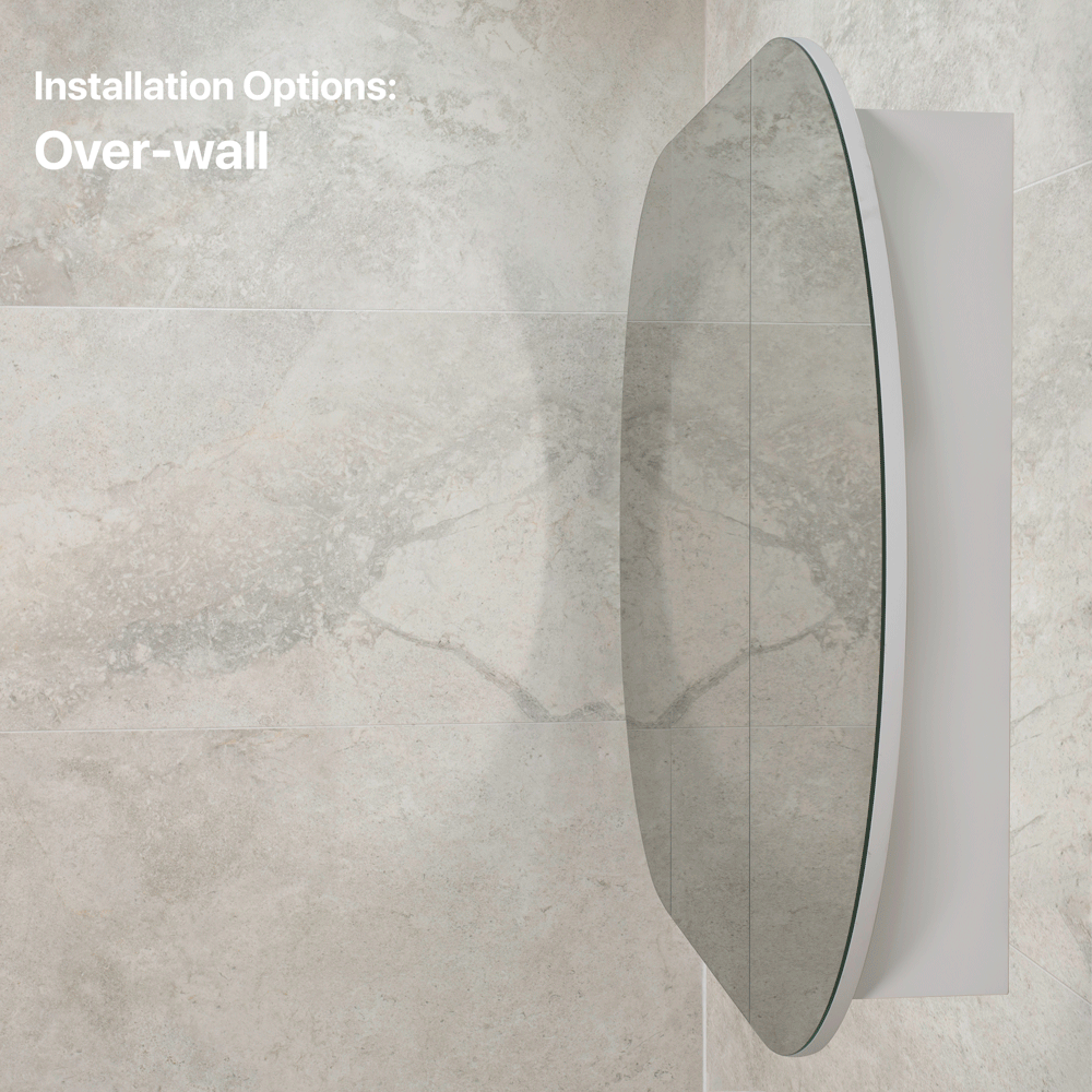 Pill Oval 1500mm x 900mm Mirrored Shaving Cabinet, Matte White