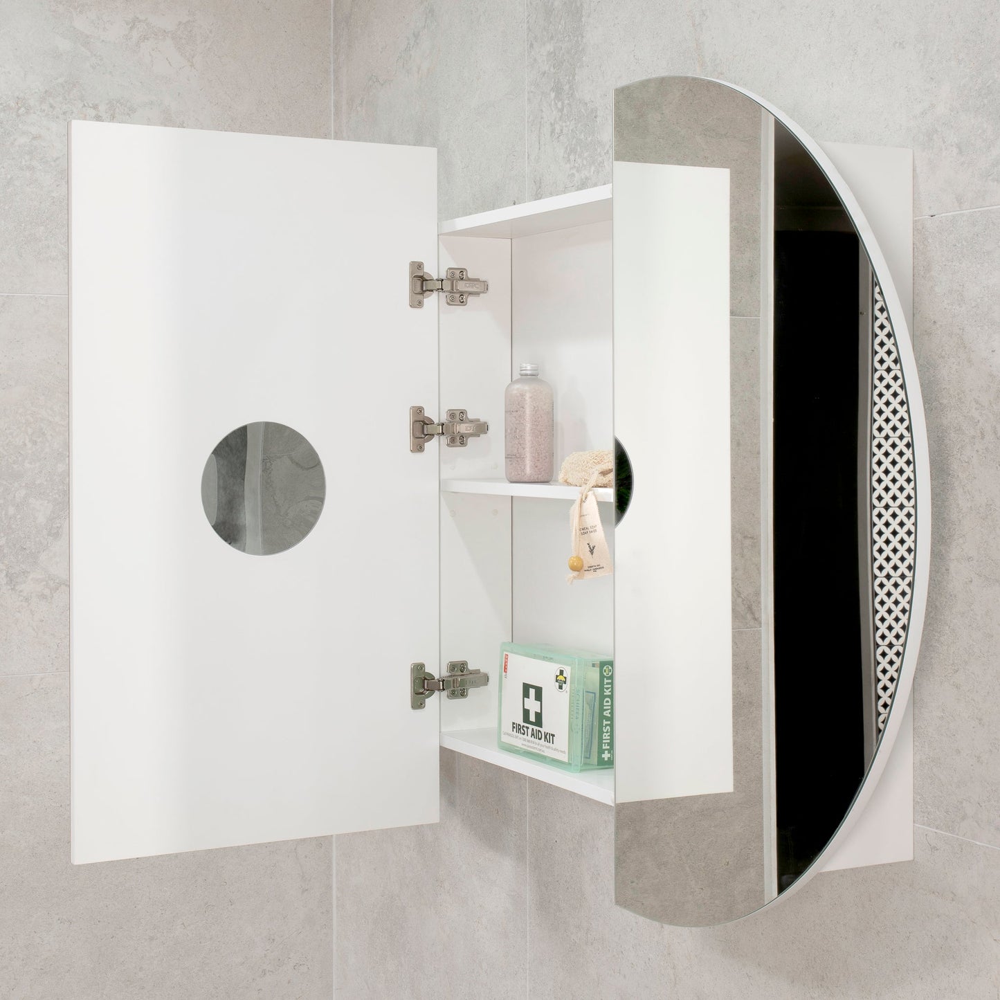 Pill Oval 1500mm x 900mm Mirrored Shaving Cabinet, Matte White