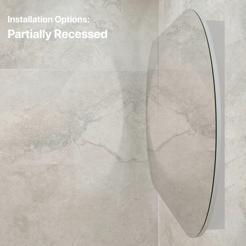 Pill Oval 1800mm x 900mm Mirrored Shaving Cabinet, Matte White
