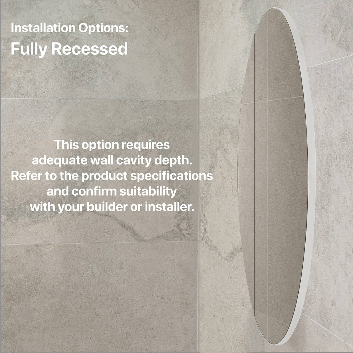 Circa Round 900mm Mirrored Shaving Cabinet, Matte White