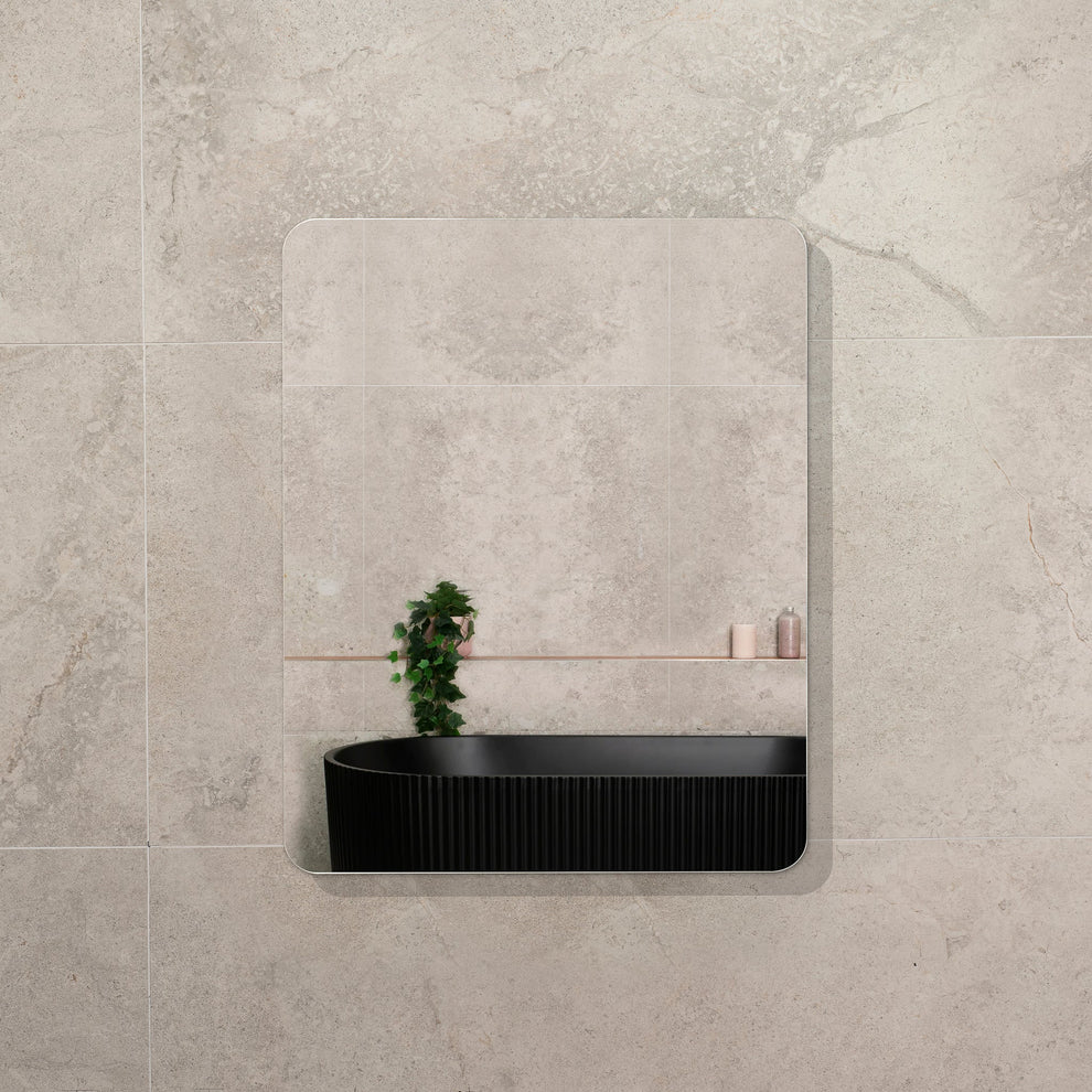 Retti Rectangular 600mm x 750mm Mirrored Shaving Cabinet, Matte Black ...