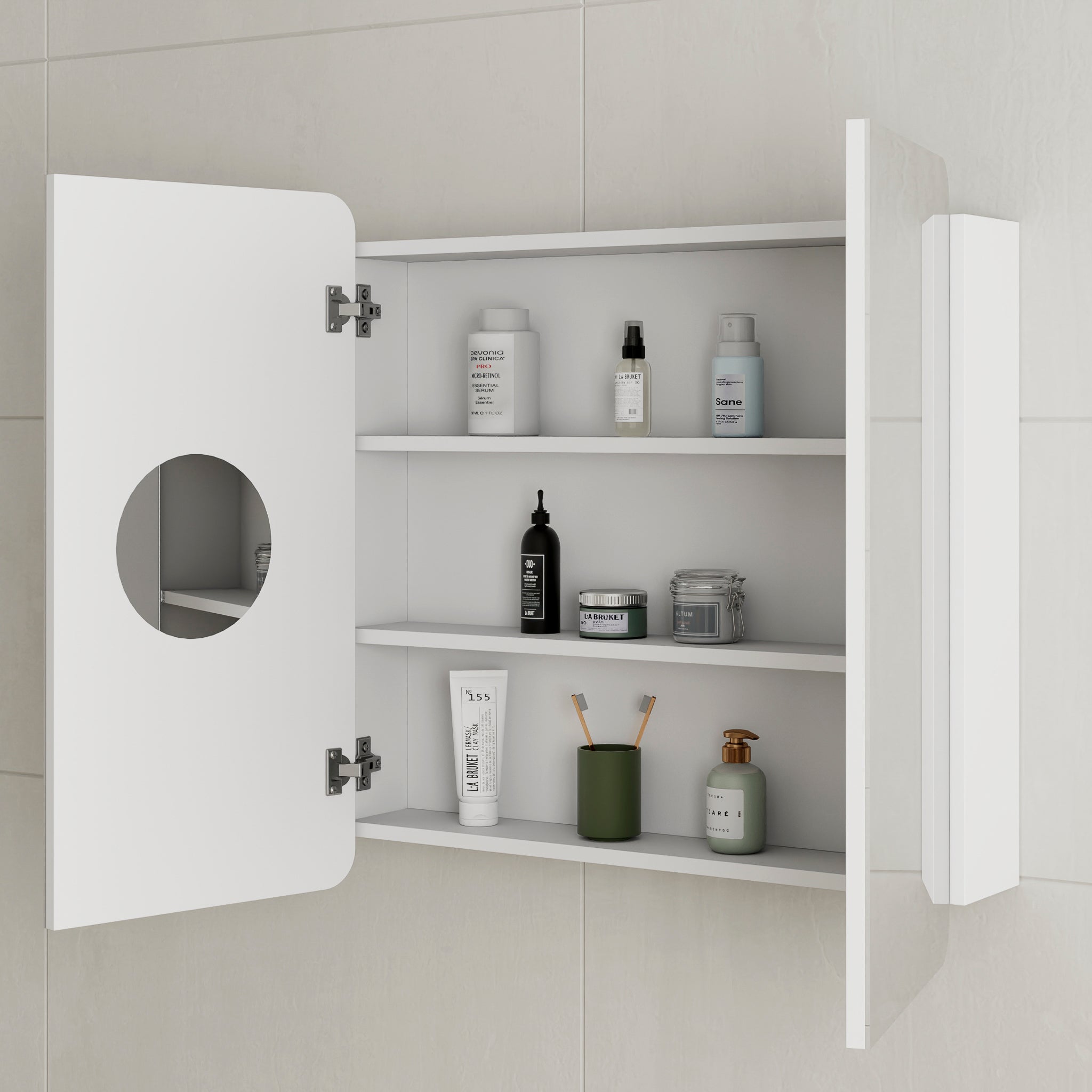 Retti Rectangular 750mm x 750mm Mirrored Shaving Cabinet, Matte White ...