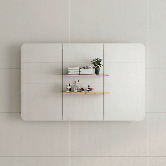 Retti Rectangular 1200mm x 750mm Mirrored Shaving Cabinet, Matte Black