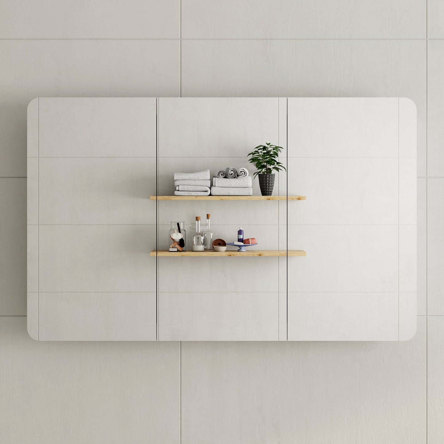 Retti Rectangular 1200mm x 750mm Mirrored Shaving Cabinet, Matte White