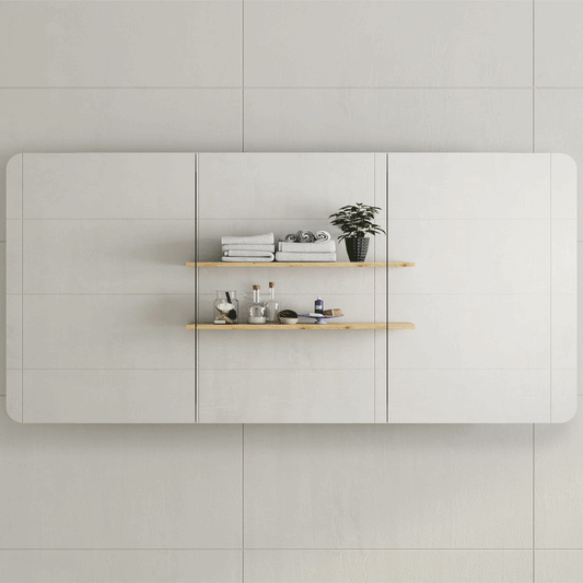 Retti Rectangular 1500mm x 750mm Mirrored Shaving Cabinet, Matte White