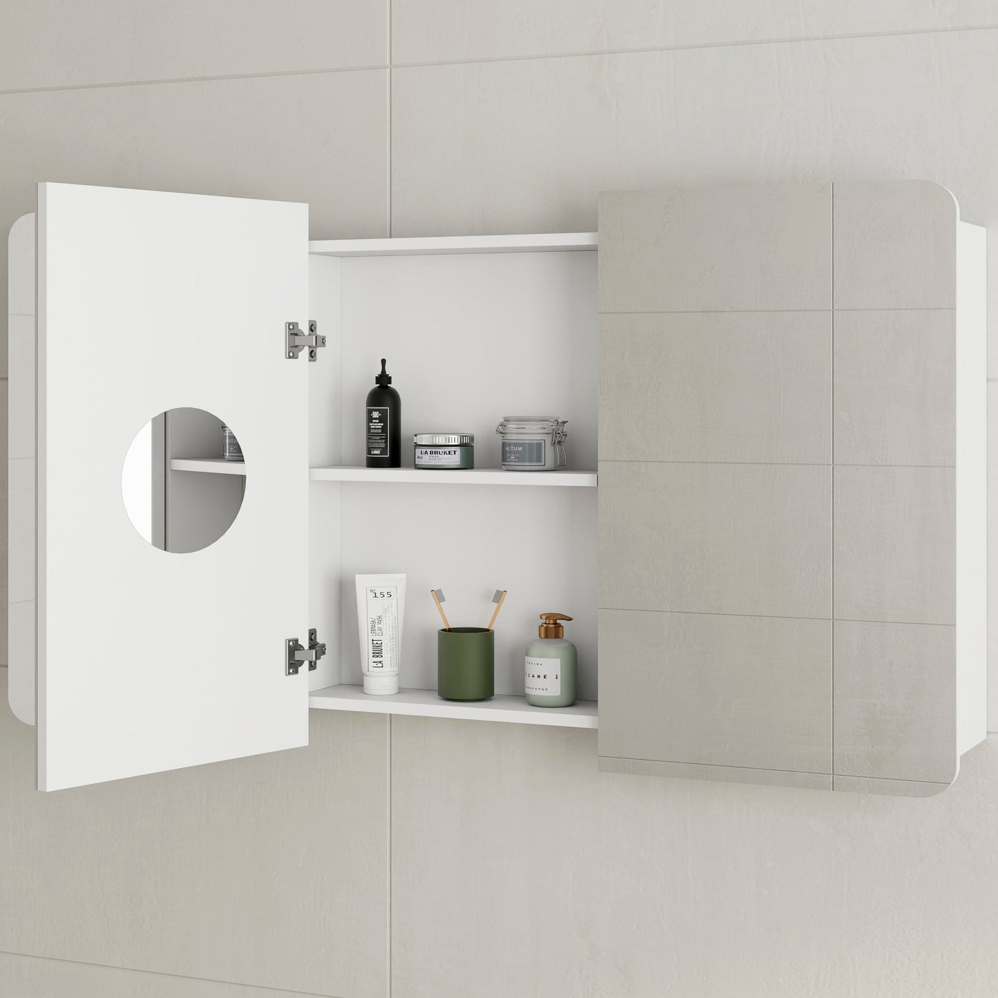 Retti Rectangular 1500mm x 750mm Mirrored Shaving Cabinet, Matte White