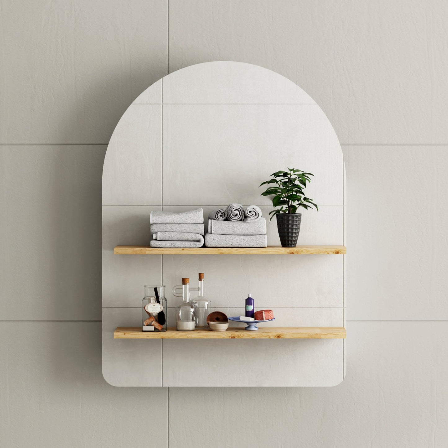 Arco Arch 600mm x 800mm Mirrored Shaving Cabinet, Matte Black