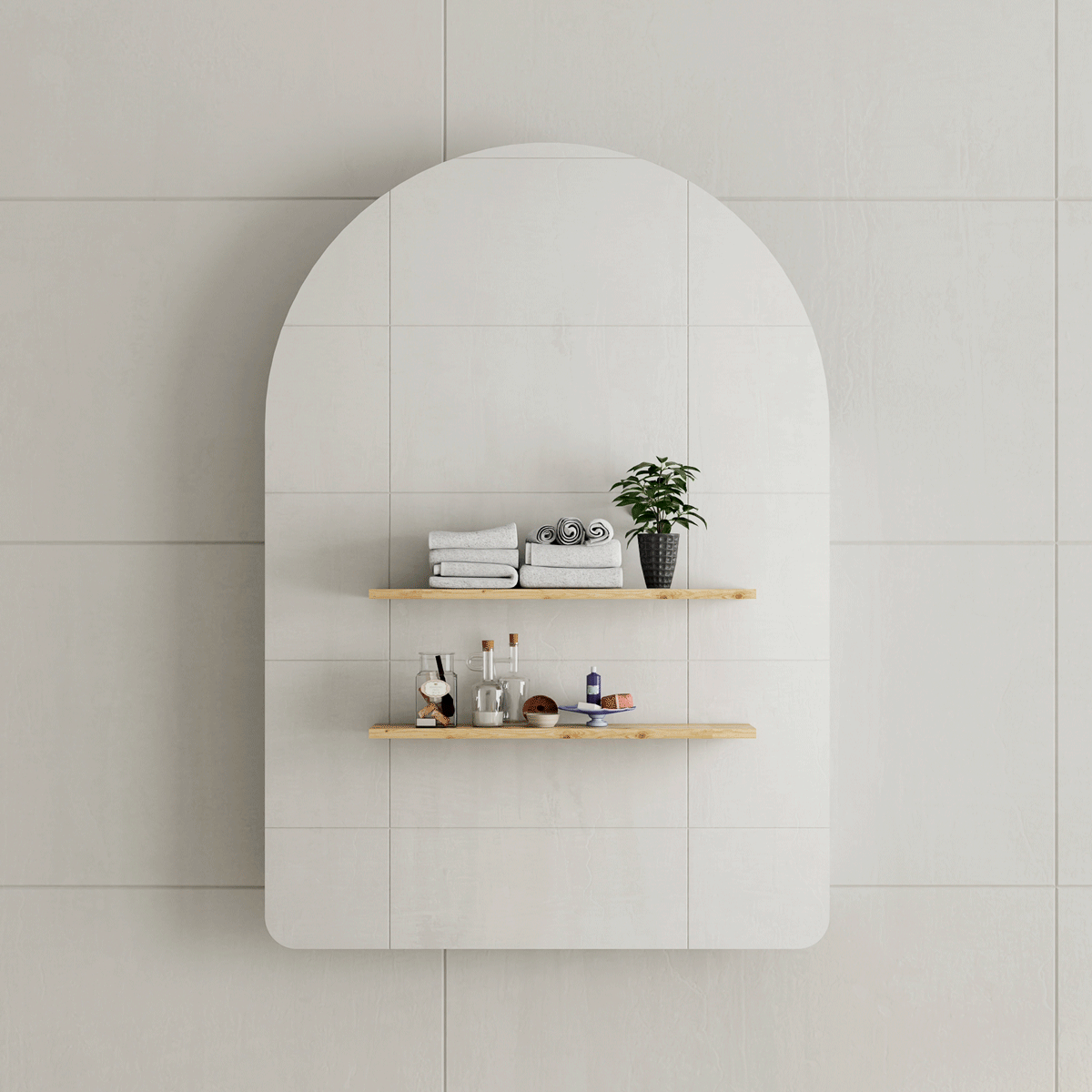 Arco Arch 700mm x 1000mm Mirrored Shaving Cabinet, Matte Black