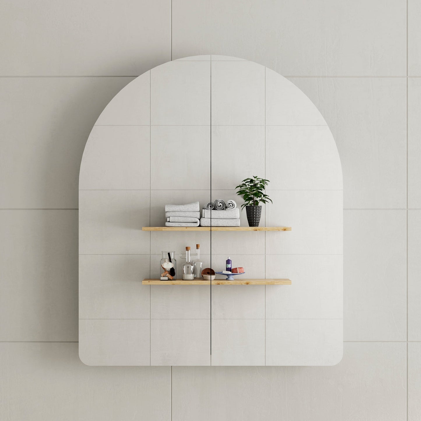 Arco Arch 850mm x 1000mm Mirrored Shaving Cabinet, Matte Black