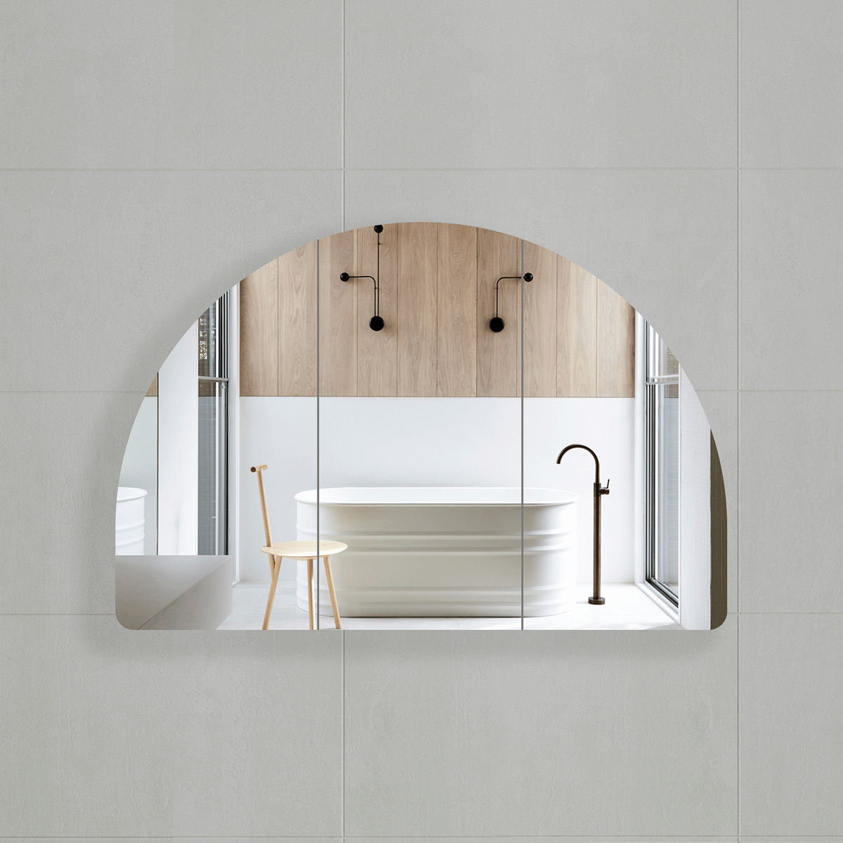 Arco Arch 1200mm x 800mm Mirrored Shaving Cabinet, Matte Black