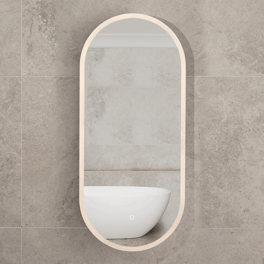 Pill Oval 400mm x 900mm Frontlit LED Mirrored Shaving Cabinet, Matte Black