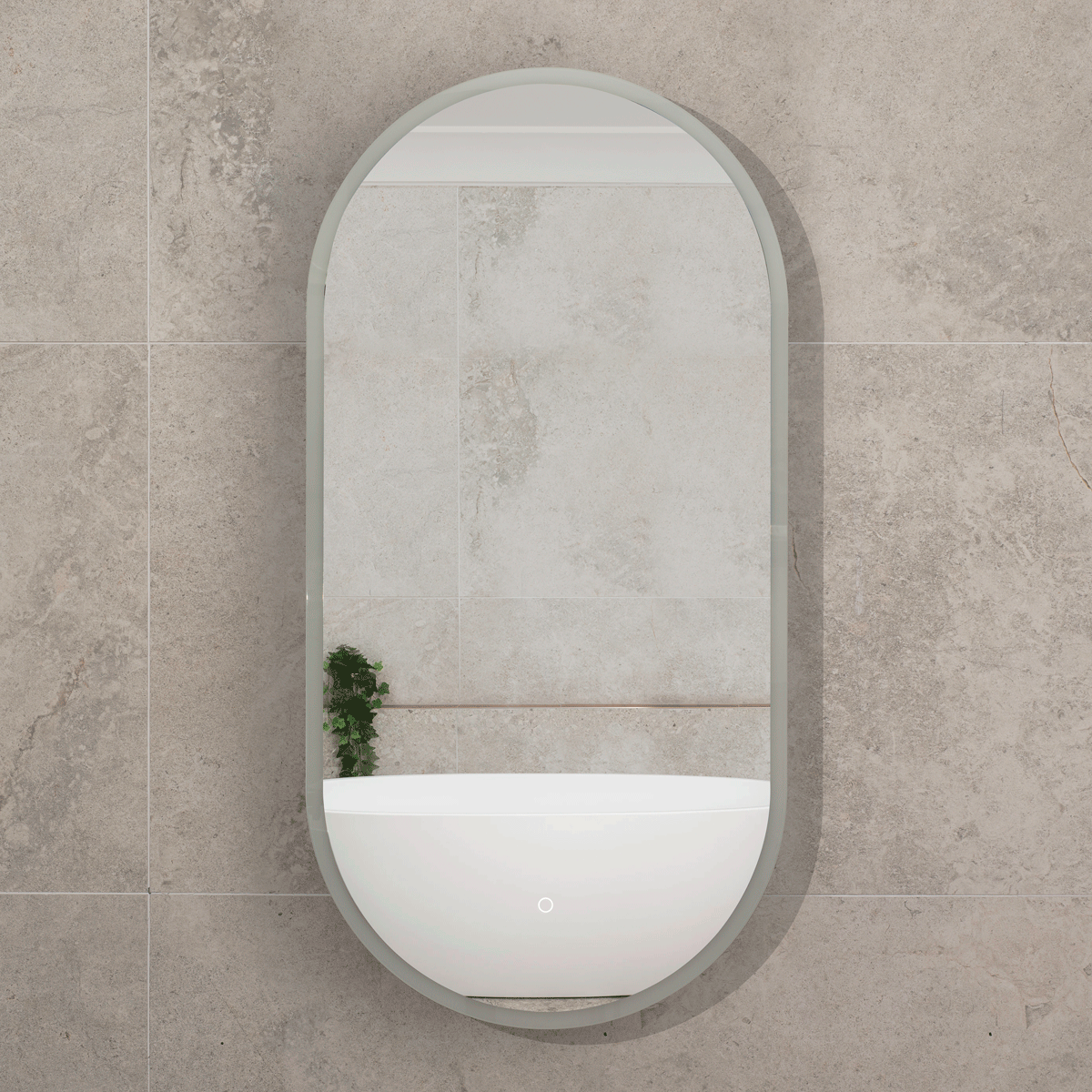 Pill Oval 600mm x 1200mm Frontlit LED Mirrored Shaving Cabinet, Matte Black